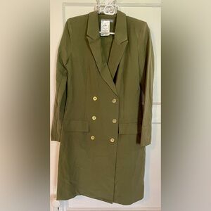 Sharagano Olive Double-Breasted Blazer